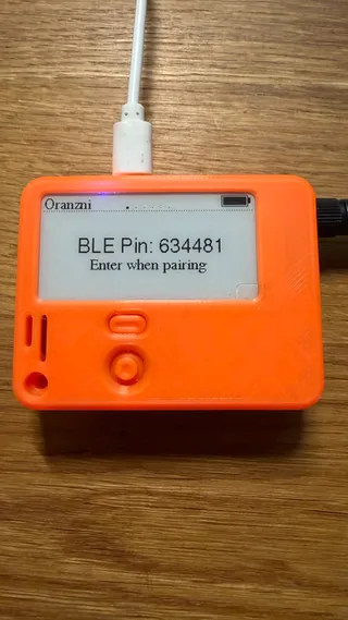Client device showing the BLE pairing PIN