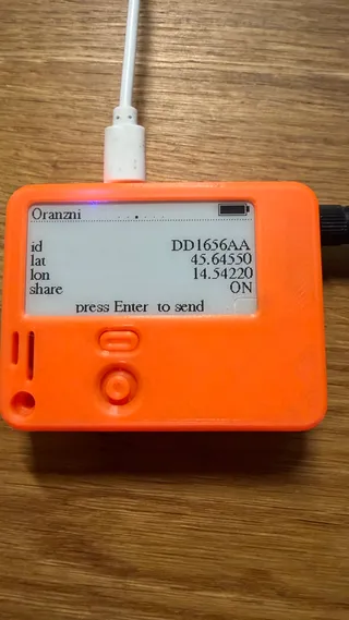 Location share screen with node id, latitude and longitude